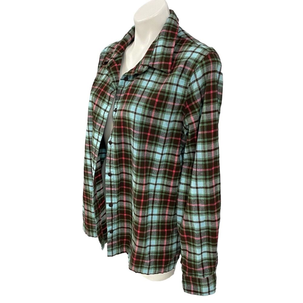 Upcycled Flannel Shirt Womens Large Shacket Hunting Green Country Grunge Camp - Picture 7 of 16